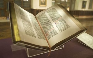 Gutenberg Bible of the New York Public Library. Bought by James Lenox in 1847, it was the first copy to come to the United States.